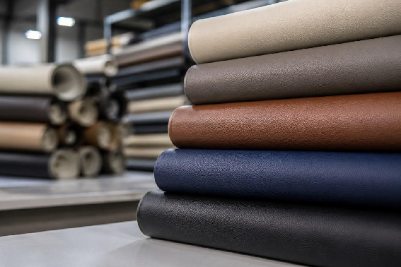 Rolos de Courvin® e laminado sintético empilhados em ambiente industrial, destacando qualidade, durabilidade e a tradição da Agro Química São Gabriel S/A.